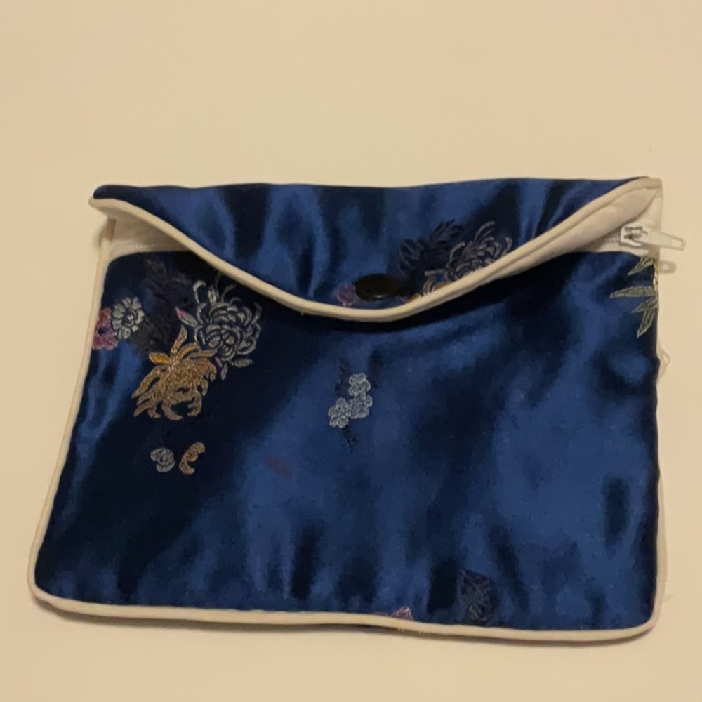 Embroidered Blue Clutch